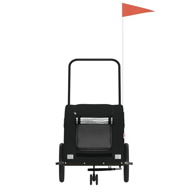 vidaXL Kolesarska prikolica za hi&scaron;ne ljubljenčke črna