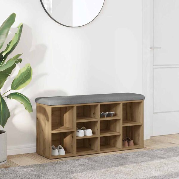 vidaXL Lavica za čevlje Artisan Oak 102x32x50 cm Inženirski les