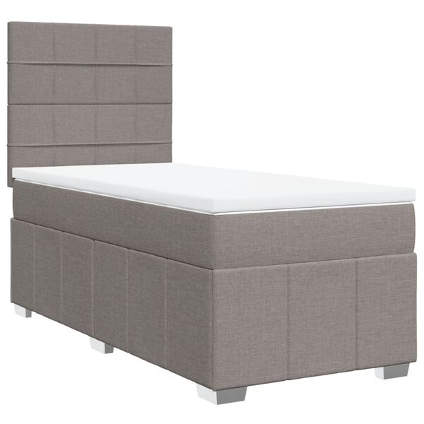 vidaXL Box spring postelja z vzmetnico taupe 90x190 cm blago