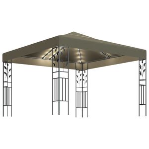 vidaXL Paviljon z LED lučkami 3x3 m taupe
