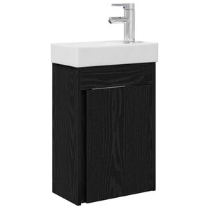 vidaXL Kopalni&scaron;ka omarica s tapo Črni hrast 40,5 x 22,5 x 62 cm