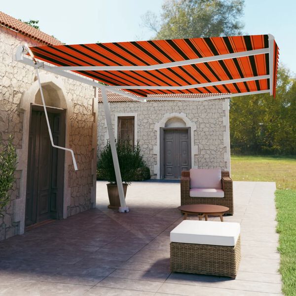 vidaXL Prostostoječa avtomatska tenda 600x350 cm oranžna/rjava