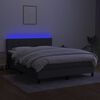 vidaXL Box spring postelja z vzmetnico LED temno siva 140x190 cm blago