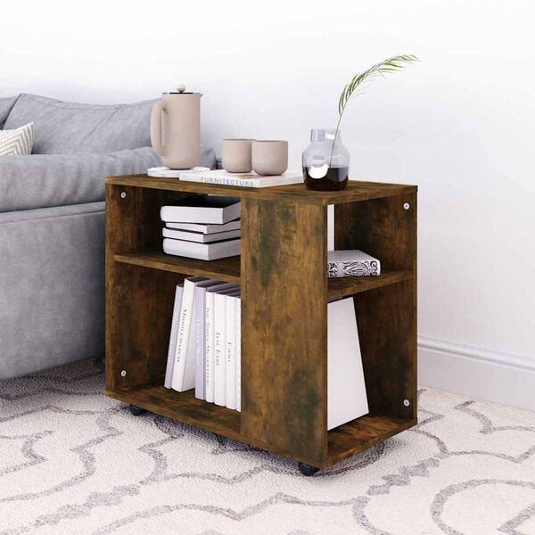 vidaXL Stranska mizica dimljeni hrast 70x35x55 cm konstruiran les