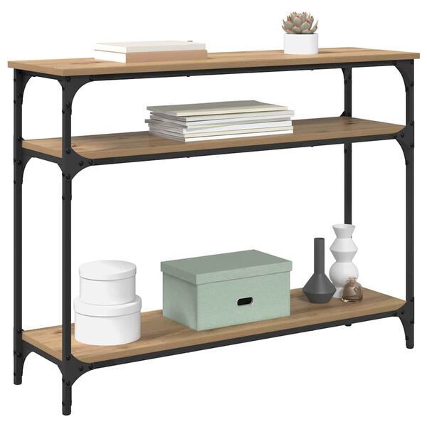 vidaXL Konzolna miza Umetni hrast 100 x 29 x 75 cm Konstruiran les