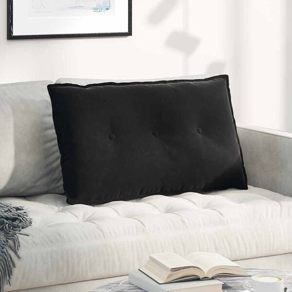 vidaXL Poglavni vzglavnik Črna 80 x 50 cm Žametna tkanina