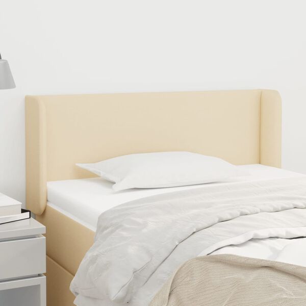 vidaXL Vzglavje z u&scaron;esi krem 93x16x78/88 cm blago
