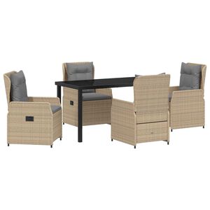 vidaXL Komplet za jedilnico v vrtu 5 pcs Bež in svetlo siva poli ratan