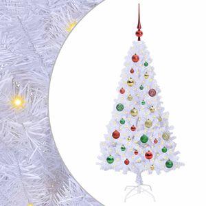 vidaXL Umestno božično drevo med 150 LED Bela 120 cm PVC in jeklo