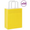 vidaXL Papirnate vrečke 50 kosov z ročaji rumene barve 18x8x22 cm