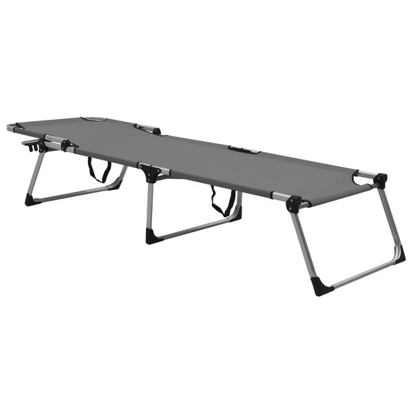 vidaXL Visok zložljiv ležalnik za starej&scaron;e siv iz aluminija