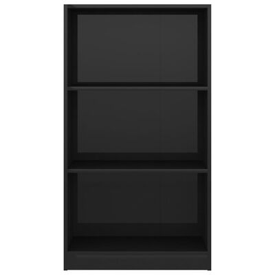 vidaXL Knjižna omara 3-nadstropna visok sijaj črna 60x24x109 cm