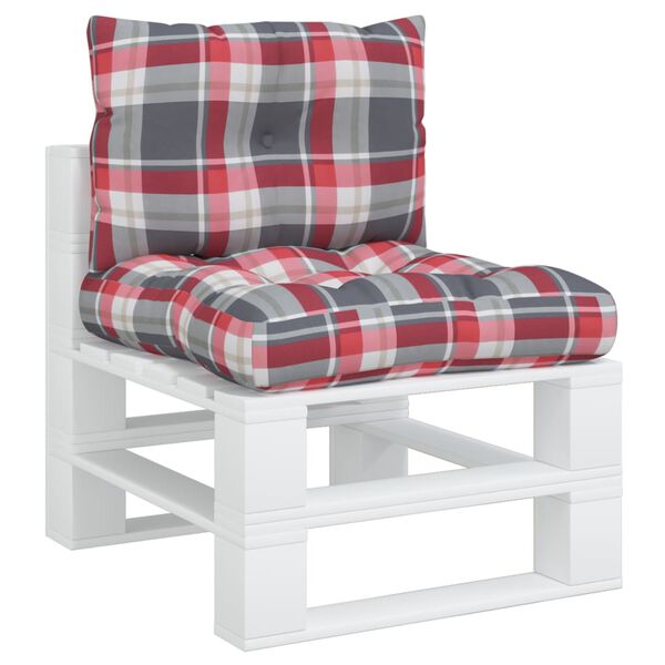 vidaXL Blazine za palete 2 kosa rdeče karo blago