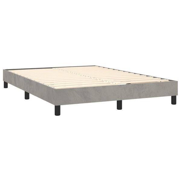 vidaXL Box spring postelja z vzmetnico svetlo siv 140x190 cm žamet
