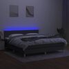 vidaXL Box spring postelja z vzmetnico LED temno siva 180x200 cm blago