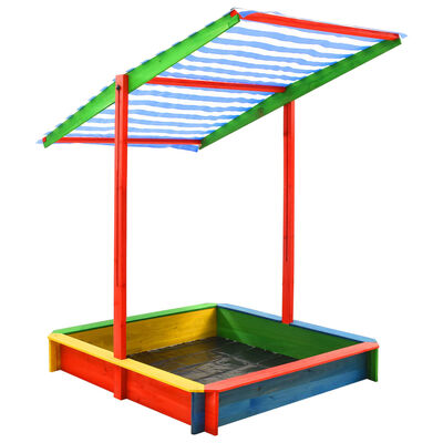vidaXL Peskovnik z nastavljivo streho les jelke večbarven UV 50
