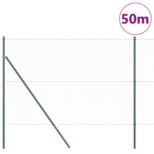 vidaXL Steber ograje. Zelena 50 x 1,6 m (25 mm mreža) Jeklo in PVC