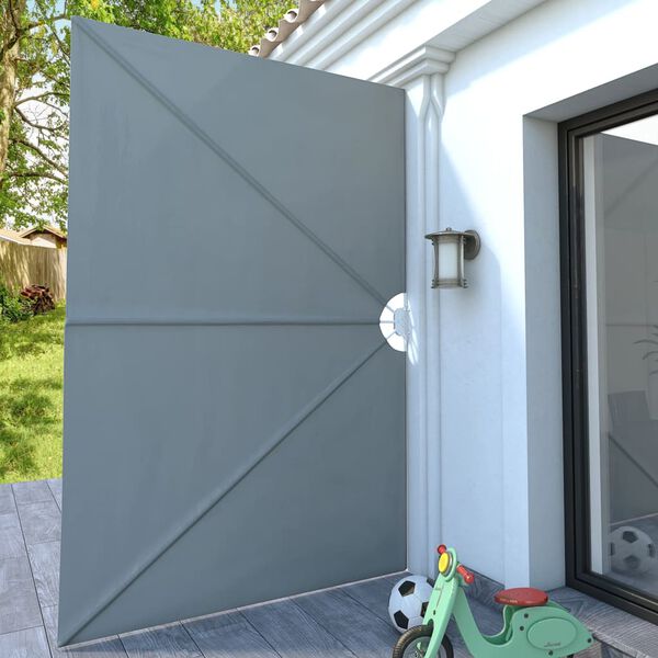 vidaXL Zložljivo stransko platno za teraso sivo 300x200 cm