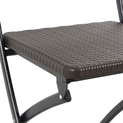 vidaXL Zložljivi barski stoli 2 kosa HDPE + jeklo videz ratana rjavi