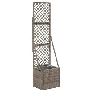 vidaXL Vrtna sadilnika s treliso Siva 35 x 30 x 135 cm poli ratan