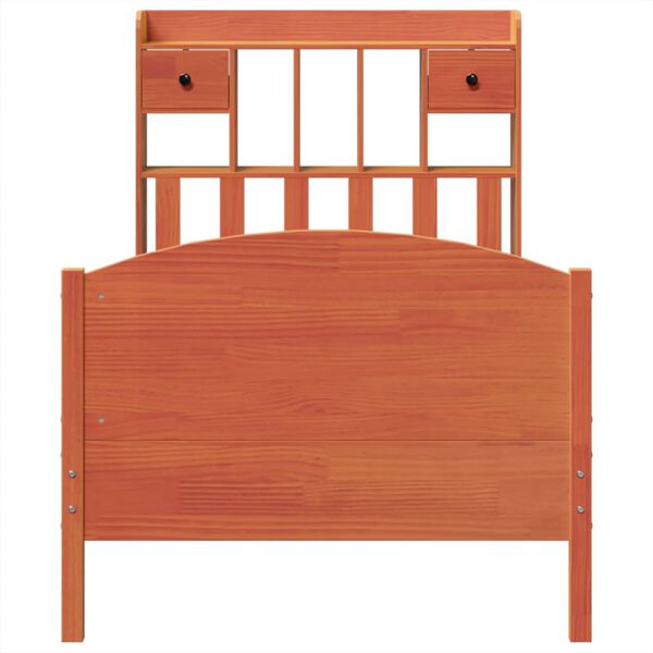 vidaXL Knjižna postelja brez vzmetnice vo&scaron;č. rjava 100x200 cm borovina