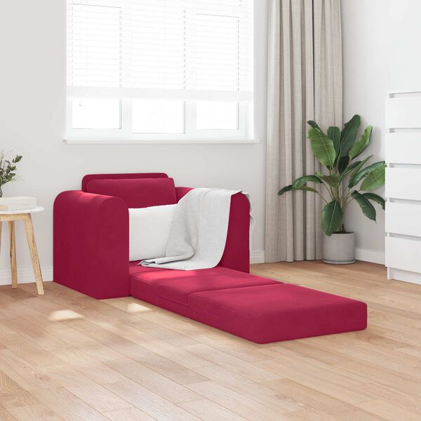 vidaXL Sofa postelja Vinorodna rdeča 98 x 71 x 83 cm Žamet