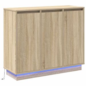 vidaXL LED bočni predalnik Sonoma hrast 90 x 32 x 75 cm Inženirski les