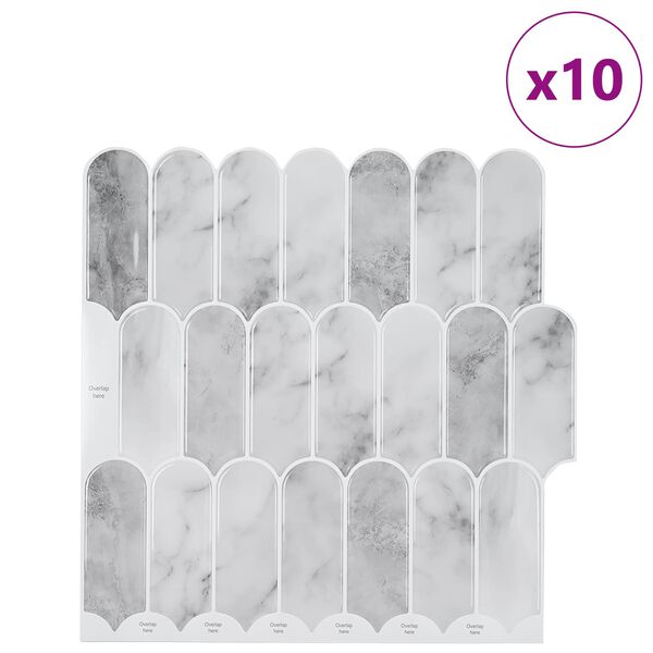 vidaXL Dekorativne nalepke 10 pcs Siva marmor 30 x 30 x 0,8 cm
