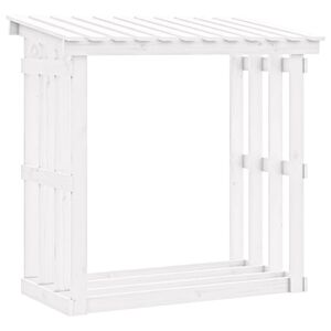 vidaXL Stojalo za drva belo 108x64,5x109 cm trdna borovina