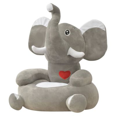 vidaXL Plišasti otroški stol slon sive barve