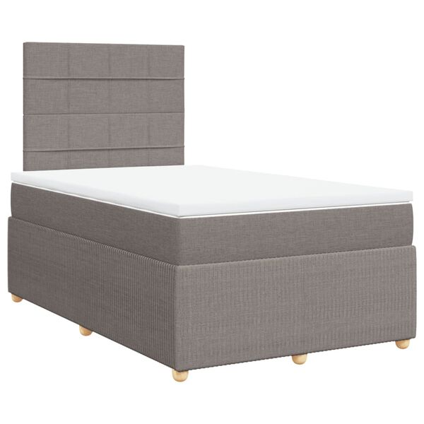 vidaXL Box spring postelja z vzmetnico taupe 120x200 cm blago