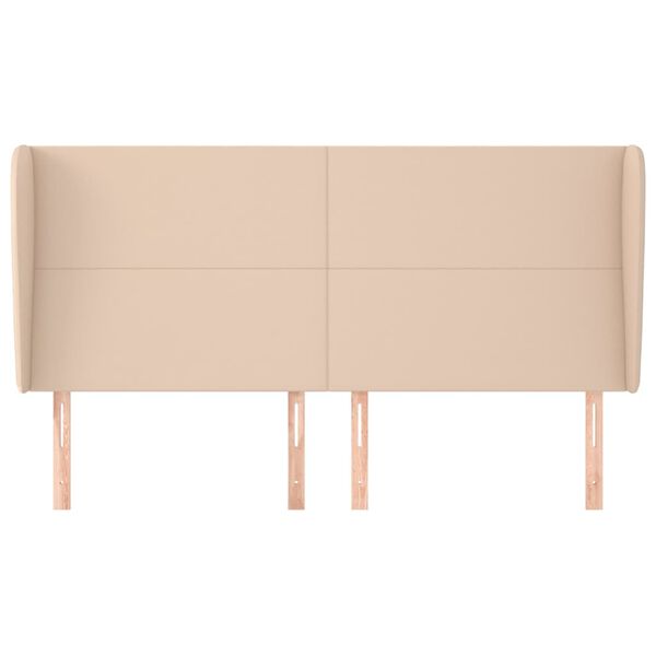 vidaXL Vzglavje z u&scaron;esi kapučino 163x23x118/128 cm umetno usnje