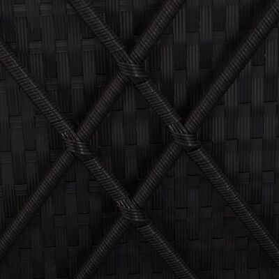 vidaXL Ležalnik s streho in blazino poli ratan črn