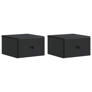 vidaXL Stenski nočni omarici s predalom 2 pcs Črna 34,5 x 33 x 20 cm