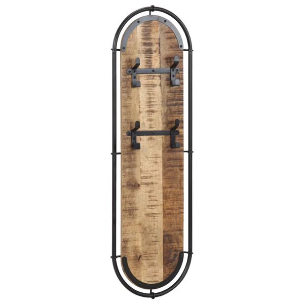 vidaXL Stenski obešalnik za plašče s 4 kavlji 2 kosa trden mangov les