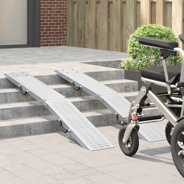 vidaXL Ramp za nalaganje 2 pcs srebrna 166 x 22,5 x 4,5 cm