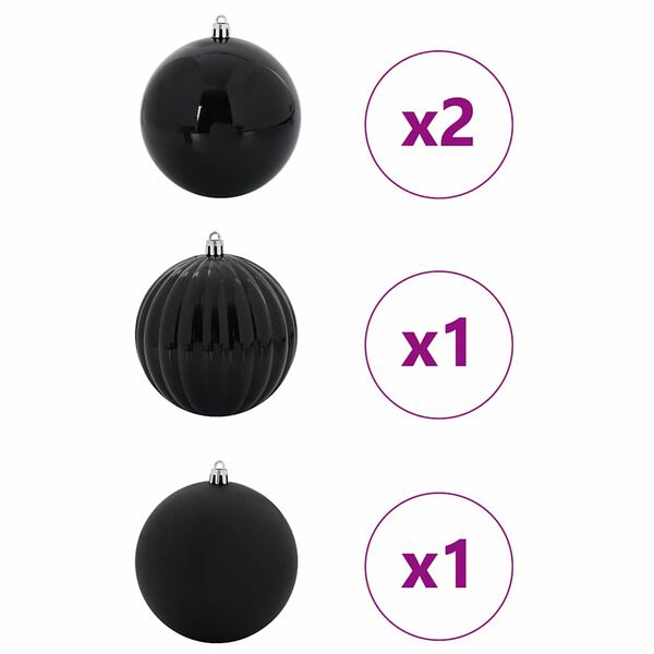 vidaXL Set božičnih okraskov 4 pcs Črna Plastika