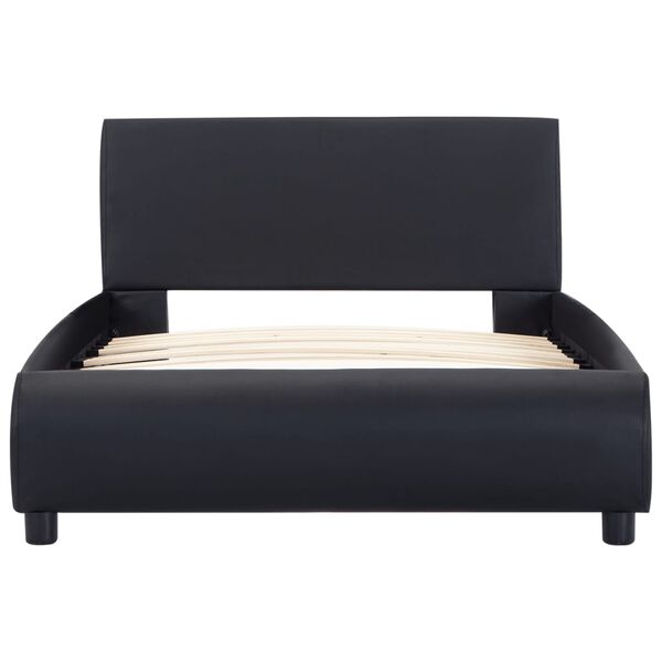 vidaXL Posteljni okvir LED črno umetno usnje 90x200 cm