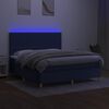 vidaXL Box spring postelja z vzmetnico LED modra 180x200 cm blago