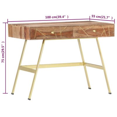 vidaXL Pisalna miza s predali 100x55x75 cm trden palisander