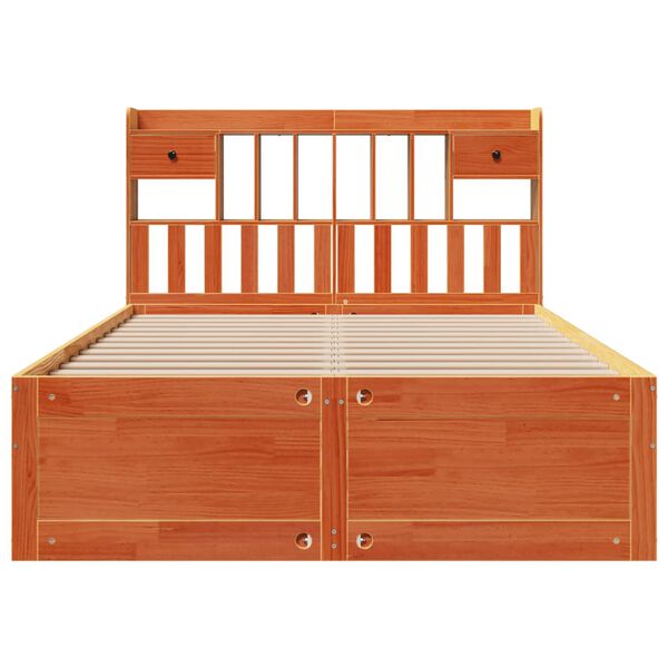 vidaXL Knjižna postelja brez vzmetnice vo&scaron;č. rjava 140x190 cm borovina