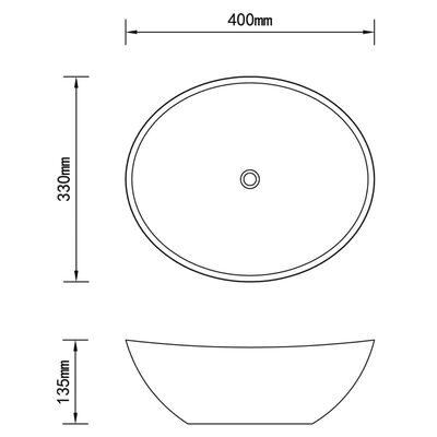 vidaXL Razkošen umivalnik ovalen mat temno rjav 40x33 cm keramičen