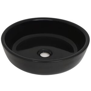 vidaXL Keramični umivalnik okrogle oblike črne barve 42x12 cm