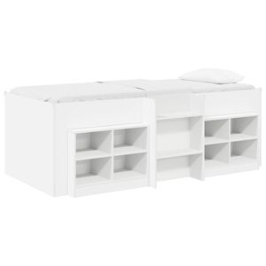 vidaXL Loft posteljni okvir s predalom 3 pcs Bela Konstruiran les
