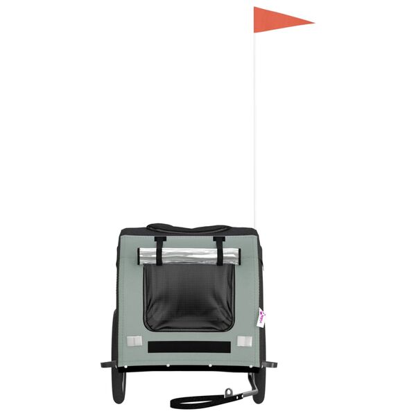 vidaXL Kolesarska prikolica za hišne ljubljenčke črna in siva