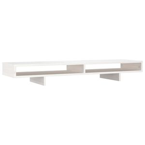 vidaXL Stojalo za zaslon belo 100x27x14 cm trdna borovina