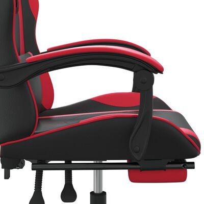 vidaXL Vrtljiv gaming stol z oporo za noge črno in rdeče umetno usnje