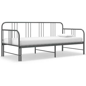 vidaXL Izvlečni posteljni okvir siv iz kovine 90x200 cm