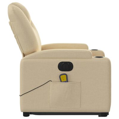 vidaXL Električni masažni naslanjač s funkcijo vstajanja krem