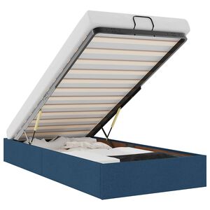 vidaXL Otomanski posteljni okvir brez vzmetnice moder 100x200 cm blago